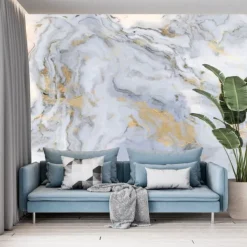 Cool Wallpapers Abstract Marble Wallpaper Wall Mural Gold Wall Covering Sticker Peel and Stick Removable PVC/Vinyl Material Self Adhesive/Adhesive Required Wall Decor for Living Room Kitchen Bathroom