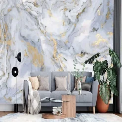 Cool Wallpapers Abstract Marble Wallpaper Wall Mural Gold Wall Covering Sticker Peel and Stick Removable PVC/Vinyl Material Self Adhesive/Adhesive Required Wall Decor for Living Room Kitchen Bathroom