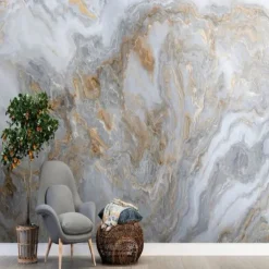 Cool Wallpapers Abstract Marble Wallpaper Wall Mural Gold Wall Covering Sticker Peel and Stick Removable PVC/Vinyl Material Self Adhesive/Adhesive Required Wall Decor for Living Room Kitchen Bathroom