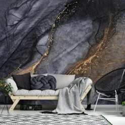 Cool Wallpapers Abstract Marble Wallpaper Wall Black Gold Wall Covering Sticker Peel and Stick Removable PVC/Vinyl Material Self Adhesive/Adhesive Required Wall Decor for Living Room Kitchen Bathroom