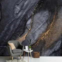 Cool Wallpapers Abstract Marble Wallpaper Wall Black Gold Wall Covering Sticker Peel and Stick Removable PVC/Vinyl Material Self Adhesive/Adhesive Required Wall Decor for Living Room Kitchen Bathroom