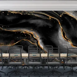 Cool Wallpapers Abstract Marble Wallpaper Wall Black Gold Wall Covering Sticker Peel and Stick Removable PVC/Vinyl Material Self Adhesive/Adhesive Required Wall Decor for Living Room Kitchen Bathroom