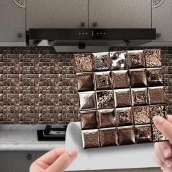 Cool Wallpapers Bathroom Wallpaper 10pcs Mosaic Wall Panel Self Adhesive Tile Sticker Peel and Stick Wallpaper for Home Decor Kitchen Room Waterproof Self-adhesive Wall Decor Wall Mural