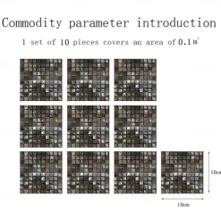 Cool Wallpapers Bathroom Wallpaper 10pcs Mosaic Wall Panel Self Adhesive Tile Sticker Peel and Stick Wallpaper for Home Decor Kitchen Room Waterproof Self-adhesive Wall Decor Wall Mural