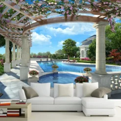 Cool Wallpapers Beach Wallpaper Wall Mural Landscape Garden Roll Sticker Peel and Stick Removable PVC/Vinyl Material Self Adhesive/Adhesive Required Wall Decor for Living Room Kitchen Bathroom