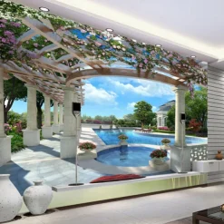 Cool Wallpapers Beach Wallpaper Wall Mural Landscape Garden Roll Sticker Peel and Stick Removable PVC/Vinyl Material Self Adhesive/Adhesive Required Wall Decor for Living Room Kitchen Bathroom