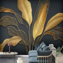 Cool Wallpapers Beautiful Nature Wallpaper Wall Mural Wall Sticker Self-adhesive Dazzling Golden PVC/Vinyl Suitable For Living Room Bedroom Restaurant Hotel Wall Decoration Art Home Decor