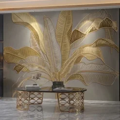 Cool Wallpapers Beautiful Nature Wallpaper Wall Mural Wall Sticker Self-adhesive Dazzling Golden PVC/Vinyl Suitable For Living Room Bedroom Restaurant Hotel Wall Decoration Art Home Decor
