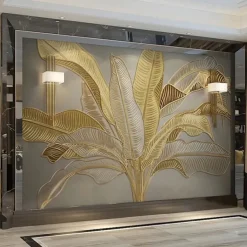 Cool Wallpapers Beautiful Nature Wallpaper Wall Mural Wall Sticker Self-adhesive Dazzling Golden PVC/Vinyl Suitable For Living Room Bedroom Restaurant Hotel Wall Decoration Art Home Decor