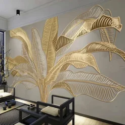 Cool Wallpapers Beautiful Nature Wallpaper Wall Mural Wall Sticker Self-adhesive Dazzling Golden PVC/Vinyl Suitable For Living Room Bedroom Restaurant Hotel Wall Decoration Art Home Decor