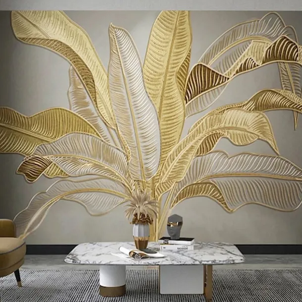 Cool Wallpapers Beautiful Nature Wallpaper Wall Mural Wall Sticker Self-adhesive Dazzling Golden PVC/Vinyl Suitable For Living Room Bedroom Restaurant Hotel Wall Decoration Art Home Decor