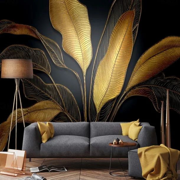 Cool Wallpapers Beautiful Nature Wallpaper Wall Mural Wall Sticker Self-adhesive Dazzling Golden PVC/Vinyl Suitable For Living Room Bedroom Restaurant Hotel Wall Decoration Art Home Decor