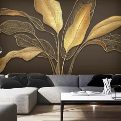 Cool Wallpapers Beautiful Nature Wallpaper Wall Mural Wall Sticker Self-adhesive Dazzling Golden PVC/Vinyl Suitable For Living Room Bedroom Restaurant Hotel Wall Decoration Art Home Decor