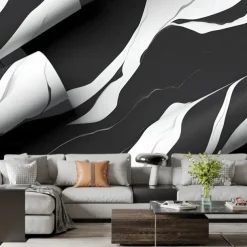 Cool Wallpapers Black and White Wallpaper Wall Mural Marble Roll Peel and Stick Removable PVC/Vinyl Material Self Adhesive/Adhesive Required Wall Decor for Living Room Kitchen Bathroom