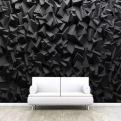 Cool Wallpapers Black Wallpaper Wall Mural 3D Geometric Stripe Covering Sticker Peel and Stick Removable PVC/Vinyl Material Self Adhesive/Adhesive Required Wall Decor for Living Room Kitchen Bathroom