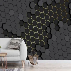 Cool Wallpapers Black Wallpaper Wall Mural 3D Geometric Stripe Covering Sticker Peel and Stick Removable PVC/Vinyl Material Self Adhesive/Adhesive Required Wall Decor for Living Room Kitchen Bathroom