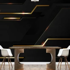 Cool Wallpapers Black Wallpaper Wall Mural 3D Geometric Stripe Covering Sticker Peel and Stick Removable PVC/Vinyl Material Self Adhesive/Adhesive Required Wall Decor for Living Room Kitchen Bathroom