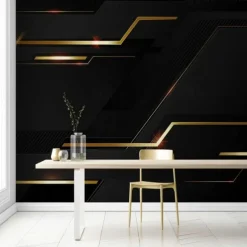 Cool Wallpapers Black Wallpaper Wall Mural 3D Geometric Stripe Covering Sticker Peel and Stick Removable PVC/Vinyl Material Self Adhesive/Adhesive Required Wall Decor for Living Room Kitchen Bathroom