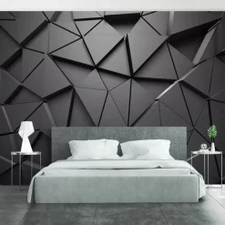 Cool Wallpapers Black Wallpaper Wall Mural 3D Geometric Stripe Covering Sticker Peel and Stick Removable PVC/Vinyl Material Self Adhesive/Adhesive Required Wall Decor for Living Room Kitchen Bathroom