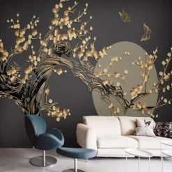 Cool Wallpapers Bluer Flowers Wallpaper Wall Mural Wall Covering Sticker Peel and Stick Removable PVC/Vinyl Material Self Adhesive/Adhesive Required Wall Decor for Living Room Kitchen Bathroom