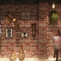Cool Wallpapers Brick Wallpaper Wall Mural Wall Covering Sticker Film Modern Faux Brick non Woven Home Decor 53x1000cm/20.87''x393.7''