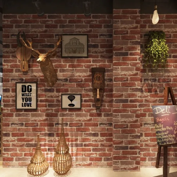 Cool Wallpapers Brick Wallpaper Wall Mural Wall Covering Sticker Film Modern Faux Brick non Woven Home Decor 53x1000cm/20.87''x393.7''