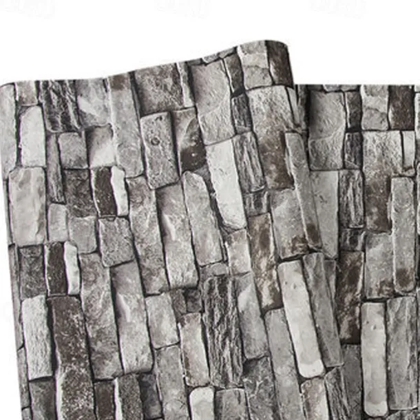 Cool Wallpapers Brick Wallpaper Wall Mural Wall Covering Sticker Film Modern Faux Brick non Woven Home Decor 53x1000cm/20.87''x393.7''