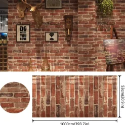 Cool Wallpapers Brick Wallpaper Wall Mural Wall Covering Sticker Film Modern Faux Brick non Woven Home Decor 53x1000cm/20.87''x393.7''