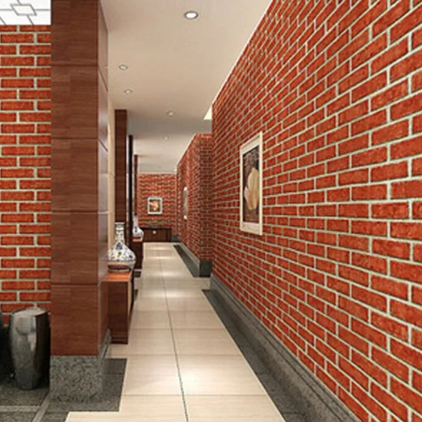 Cool Wallpapers Brick Wallpaper Wall Mural Wall Covering Sticker Film Modern Faux Brick non Woven Home Decor 53x1000cm/20.87''x393.7''