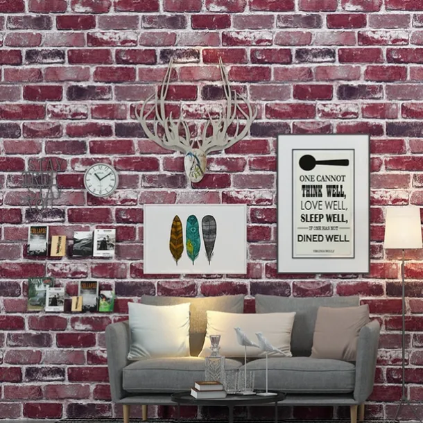 Cool Wallpapers Brick Wallpaper Wall Mural Wall Covering Sticker Film Modern Faux Brick non Woven Home Decor 53x1000cm/20.87''x393.7''