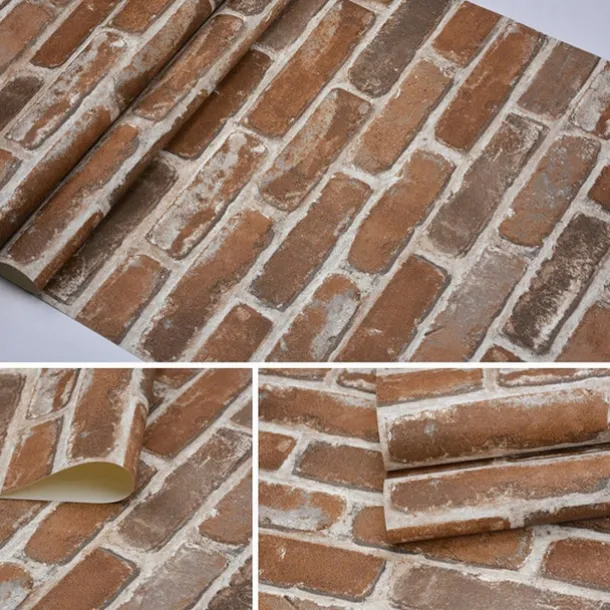 Cool Wallpapers Brick Wallpaper Wall Mural Wall Covering Sticker Film Modern Faux Brick non Woven Home Decor 53x1000cm/20.87''x393.7''