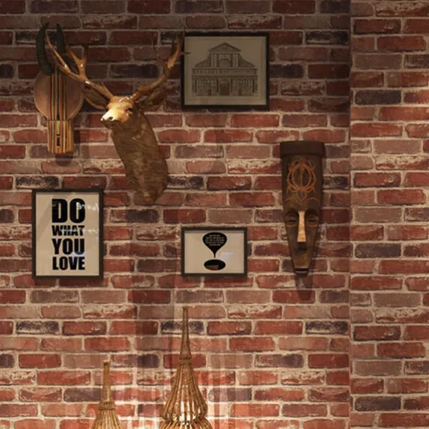 Cool Wallpapers Brick Wallpaper Wall Mural Wall Covering Sticker Film Modern Faux Brick non Woven Home Decor 53x1000cm/20.87''x393.7''