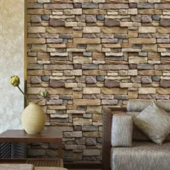 Cool Wallpapers Brick Wallpaper Wall Mural Wood Grain Stripes Home Decoration Comtemporary Stripes Wall Covering, PVC / Vinyl Material Self adhesive Wallpaper, Room Wallcovering