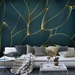 Cool Wallpapers 3D Abstract Mural Wallpaper Wall Mural Wall Stickers Leaves Abstract Outline Picture Suitable For Hotel Living Room Bedroom Art Deco