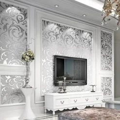 Cool Wallpapers 3D Flower Embossed Wallpaper, Wall Mural Removable Wall Decals For Bedroom, Living Room, Home Decor Wallpaper (without Glue), 20.86in*393.7 Inches