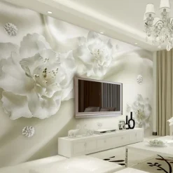 Cool Wallpapers 3D Flowers Wallpaper Wall Mural Roll Wall Covering Sticker Peel and Stick Removable PVC/Vinyl Material Self Adhesive/Adhesive Required Wall Decor for Living Room Kitchen Bathroom