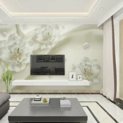 Cool Wallpapers 3D Flowers Wallpaper Wall Mural Roll Wall Covering Sticker Peel and Stick Removable PVC/Vinyl Material Self Adhesive/Adhesive Required Wall Decor for Living Room Kitchen Bathroom