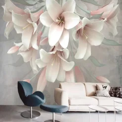 Cool Wallpapers 3D Pink Flower Wallpaper Wall Mural Wall Covering Sticker Peel and Stick Removable PVC/Vinyl Material Self Adhesive/Adhesive Required Wall Decor for Living Room Kitchen Bathroom