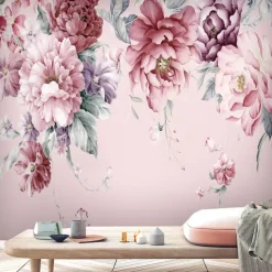 Cool Wallpapers 3D Pink Flower Wallpaper Wall Mural Wall Covering Sticker Peel and Stick Removable PVC/Vinyl Material Self Adhesive/Adhesive Required Wall Decor for Living Room Kitchen Bathroom