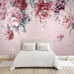 Cool Wallpapers 3D Pink Flower Wallpaper Wall Mural Wall Covering Sticker Peel and Stick Removable PVC/Vinyl Material Self Adhesive/Adhesive Required Wall Decor for Living Room Kitchen Bathroom