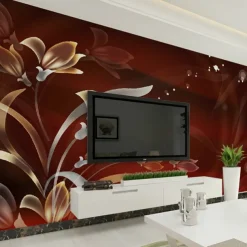 Cool Wallpapers 3D Pink Flower Wallpaper Wall Mural Wall Covering Sticker Peel and Stick Removable PVC/Vinyl Material Self Adhesive/Adhesive Required Wall Decor for Living Room Kitchen Bathroom