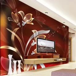 Cool Wallpapers 3D Pink Flower Wallpaper Wall Mural Wall Covering Sticker Peel and Stick Removable PVC/Vinyl Material Self Adhesive/Adhesive Required Wall Decor for Living Room Kitchen Bathroom