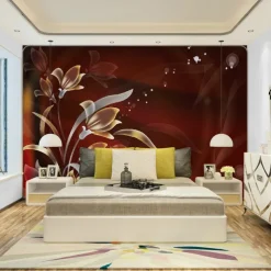 Cool Wallpapers 3D Pink Flower Wallpaper Wall Mural Wall Covering Sticker Peel and Stick Removable PVC/Vinyl Material Self Adhesive/Adhesive Required Wall Decor for Living Room Kitchen Bathroom