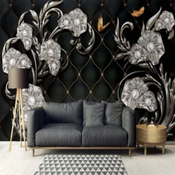 Cool Wallpapers 3D Pink Flower Wallpaper Wall Mural Wall Covering Sticker Peel and Stick Removable PVC/Vinyl Material Self Adhesive/Adhesive Required Wall Decor for Living Room Kitchen Bathroom