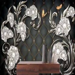 Cool Wallpapers 3D Pink Flower Wallpaper Wall Mural Wall Covering Sticker Peel and Stick Removable PVC/Vinyl Material Self Adhesive/Adhesive Required Wall Decor for Living Room Kitchen Bathroom