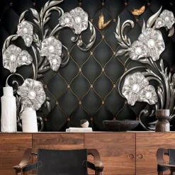 Cool Wallpapers 3D Pink Flower Wallpaper Wall Mural Wall Covering Sticker Peel and Stick Removable PVC/Vinyl Material Self Adhesive/Adhesive Required Wall Decor for Living Room Kitchen Bathroom