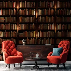 Cool Wallpapers 3D Vintage Wallpaper Wall Mural Bookshelf Wall Covering Sticker Peel and Stick Removable PVC/Vinyl Material Self Adhesive/Adhesive Required Wall Decor for Living Room Kitchen Bathroom