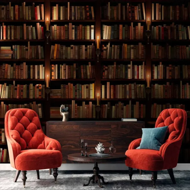 Cool Wallpapers 3D Vintage Wallpaper Wall Mural Bookshelf Wall Covering Sticker Peel and Stick Removable PVC/Vinyl Material Self Adhesive/Adhesive Required Wall Decor for Living Room Kitchen Bathroom