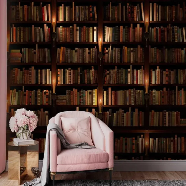 Cool Wallpapers 3D Vintage Wallpaper Wall Mural Bookshelf Wall Covering Sticker Peel and Stick Removable PVC/Vinyl Material Self Adhesive/Adhesive Required Wall Decor for Living Room Kitchen Bathroom