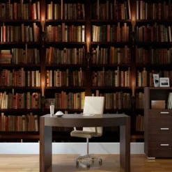 Cool Wallpapers 3D Vintage Wallpaper Wall Mural Bookshelf Wall Covering Sticker Peel and Stick Removable PVC/Vinyl Material Self Adhesive/Adhesive Required Wall Decor for Living Room Kitchen Bathroom